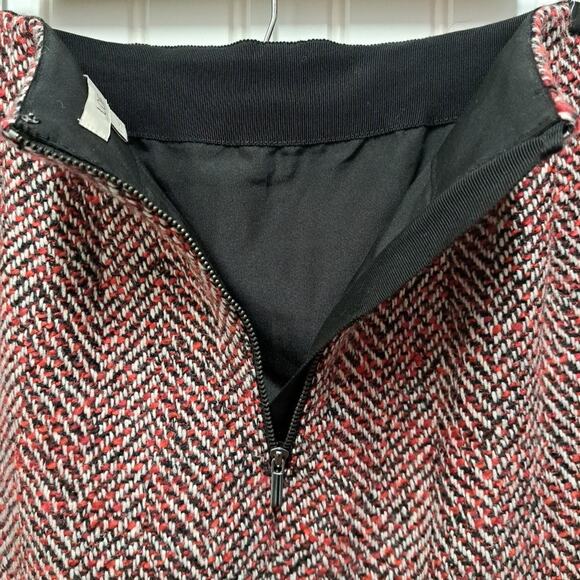 Ann Taylor Loft A-Line Mini Skirt Womens 8 Red Tweed Wool Blend Academia Preppy - Picture 9 of 13